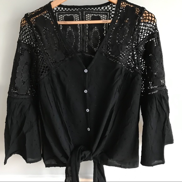 5⭐️ 1 LEFT /MORGAN/ Crochet Lace Tie Front Top - Picture 6 of 8